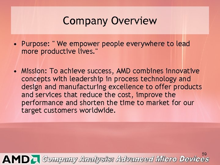 Company Overview • Purpose: 