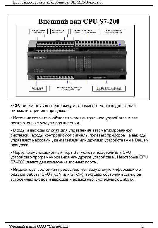 Схема подключения siemens simatic s7 200