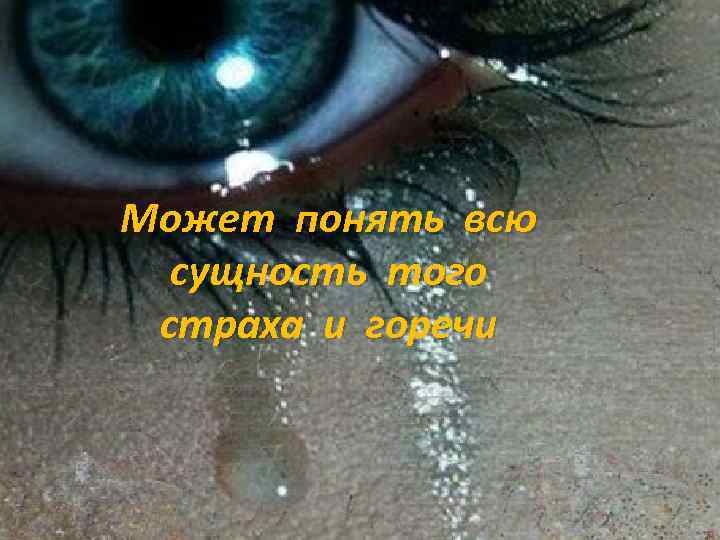 Может понять всю сущность того страха и горечи 