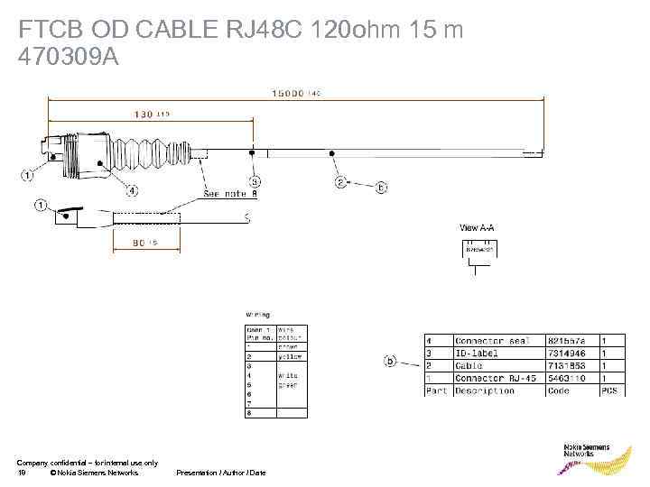 FTCB OD CABLE RJ 48 C 120 ohm 15 m 470309 A Company confidential