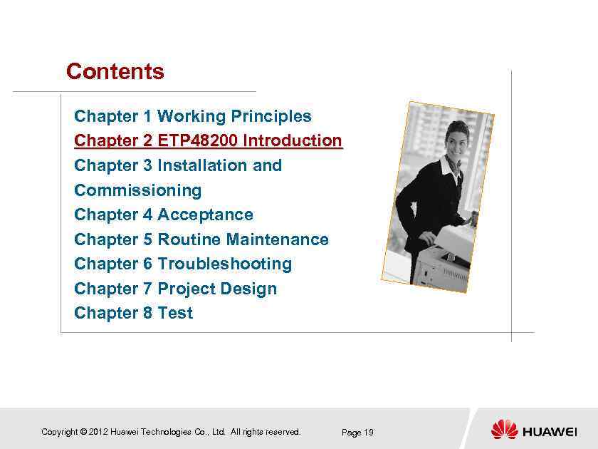 Contents Chapter 1 Working Principles Chapter 2 ETP 48200 Introduction Chapter 3 Installation and