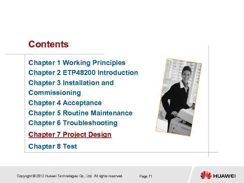 Contents Chapter 1 Working Principles Chapter 2 ETP 48200 Introduction Chapter 3 Installation and