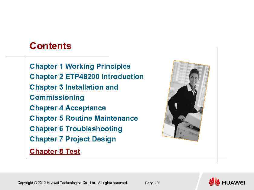 Contents Chapter 1 Working Principles Chapter 2 ETP 48200 Introduction Chapter 3 Installation and