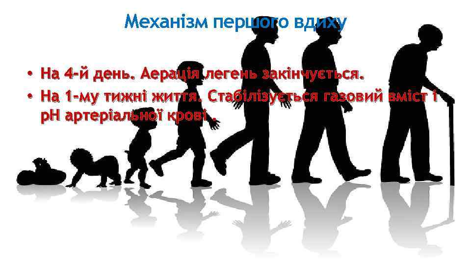 Механізм першого вдиху • На 4 -й день. Аерація легень закінчується. • На 1