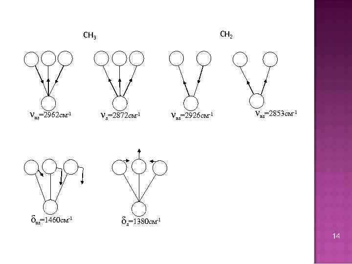 CH 2 CH 3 νas=2962 см-1 δas=1460 см-1 νs=2872 см-1 νas=2926 см-1 νas=2853 см-1