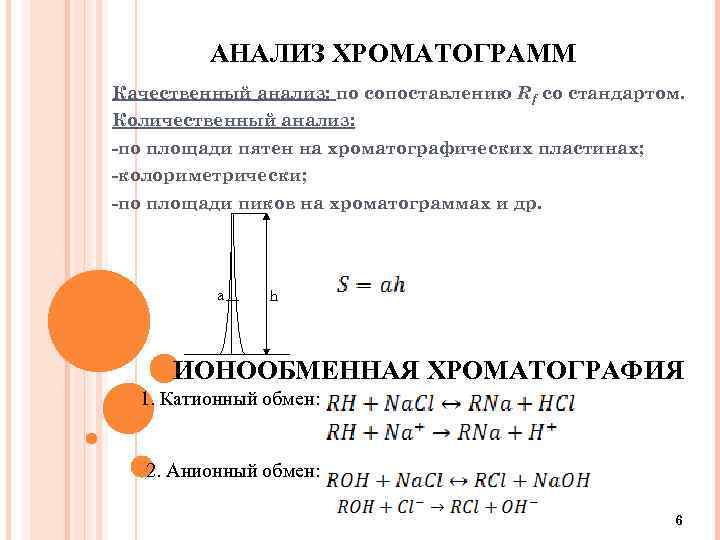АНАЛИЗ ХРОМАТОГРАММ Качественный анализ: по сопоставлению Rf со стандартом. Количественный анализ: -по площади пятен