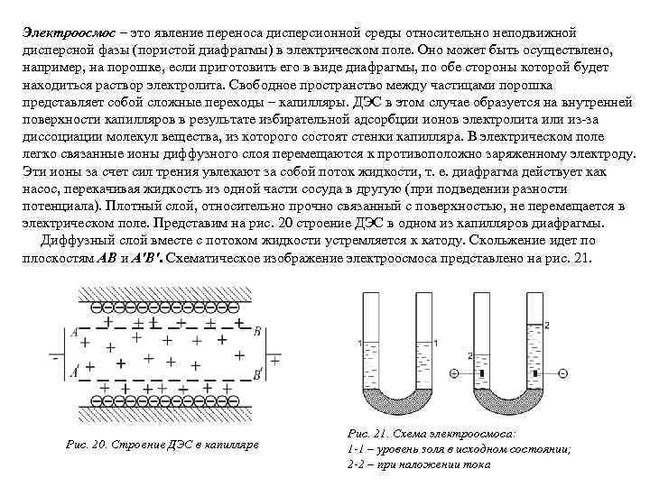 Электрофорез явление. Электроосмос коллоидная химия. Электрофорез и электроосмос. Схема электроосмоса.