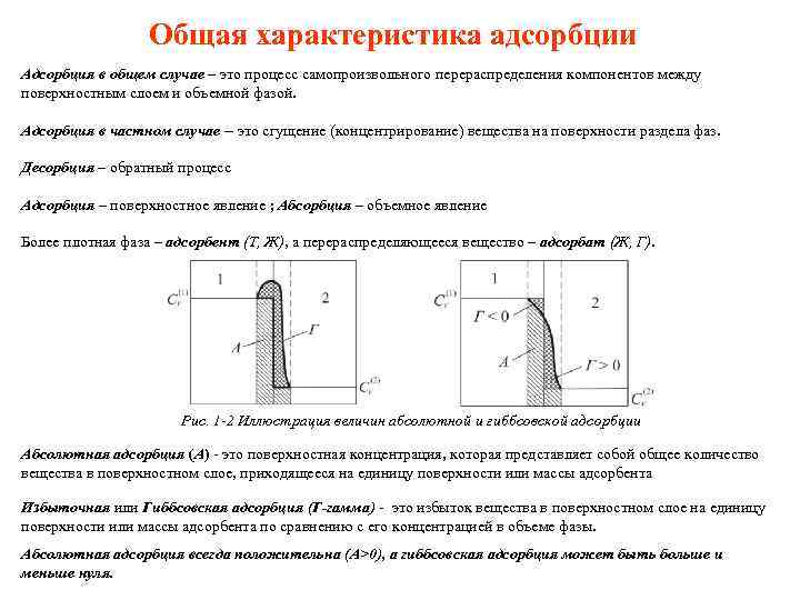 Общая характеристика адсорбции Адсорбция в общем случае – это процесс самопроизвольного перераспределения компонентов между