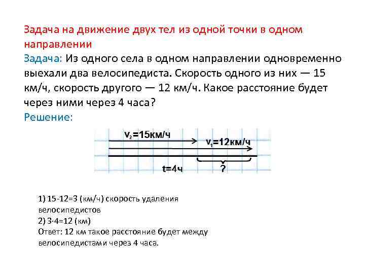 Задача на движение двух тел из одной точки в одном направлении Задача: Из одного