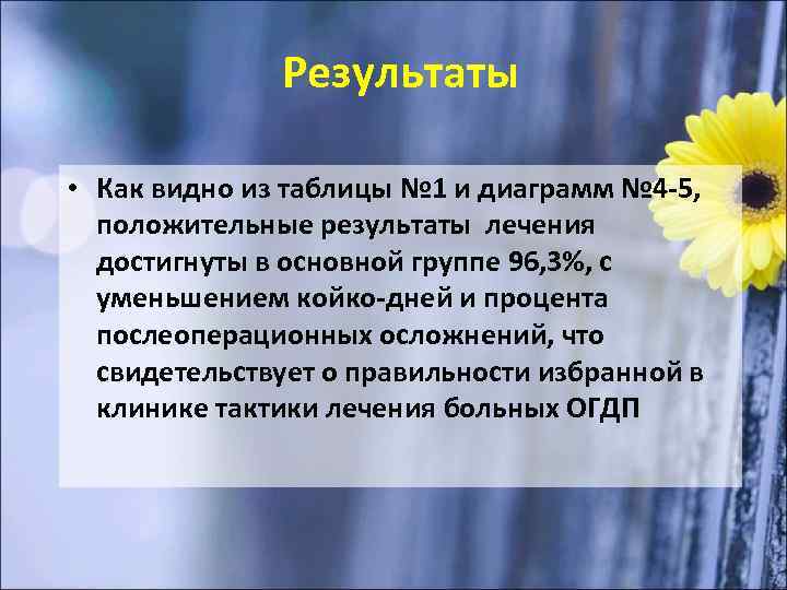 Результаты • Как видно из таблицы № 1 и диаграмм № 4 -5, положительные