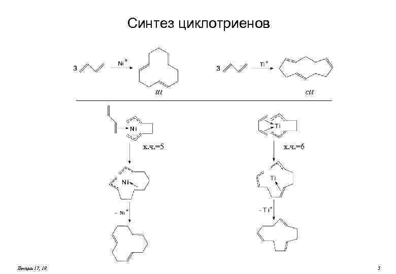 Синтез циклотриенов ttt к. ч. =5 Лекции 17, 18 ctt к. ч. =6 5