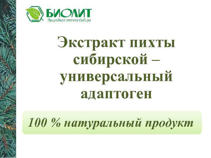 Экстракт пихты сибирской – универсальный адаптоген 100 % натуральный продукт 