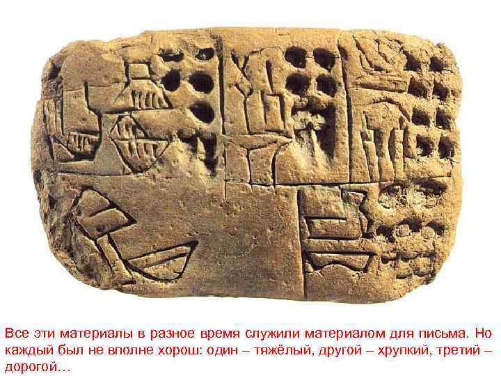 Все эти материалы в разное время служили материалом для письма. Но каждый был не