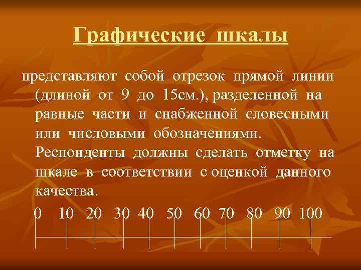 Графические шкалы представляют собой отрезок прямой линии (длиной от 9 до 15 см. ),