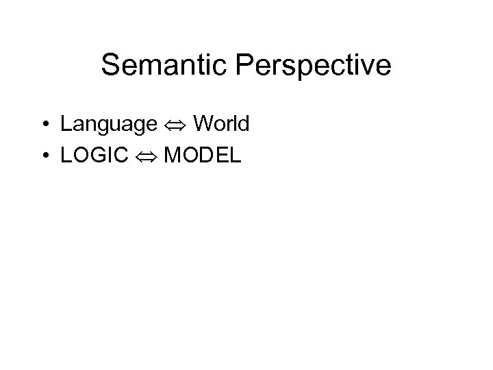 Semantic Perspective • Language World • LOGIC MODEL 