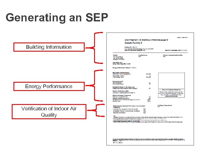 Generating an SEP Building Information Energy Performance Verification of Indoor Air Quality 