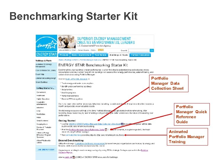 Benchmarking Starter Kit Portfolio Manager Data Collection Sheet Portfolio Manager Quick Reference Guide Animated