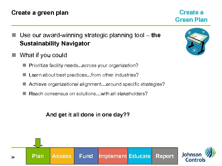 Create a Green Plan Create a green plan n Use our award-winning strategic planning