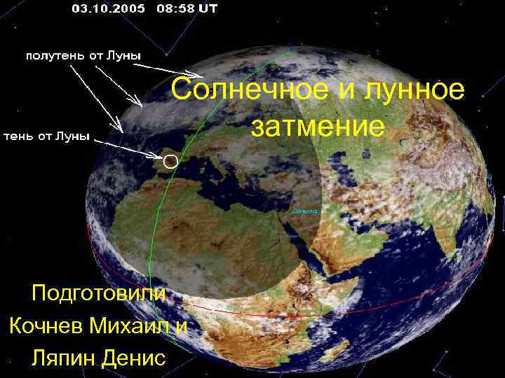Солнечное и лунное затмение Подготовили Кочнев Михаил и Ляпин Денис 