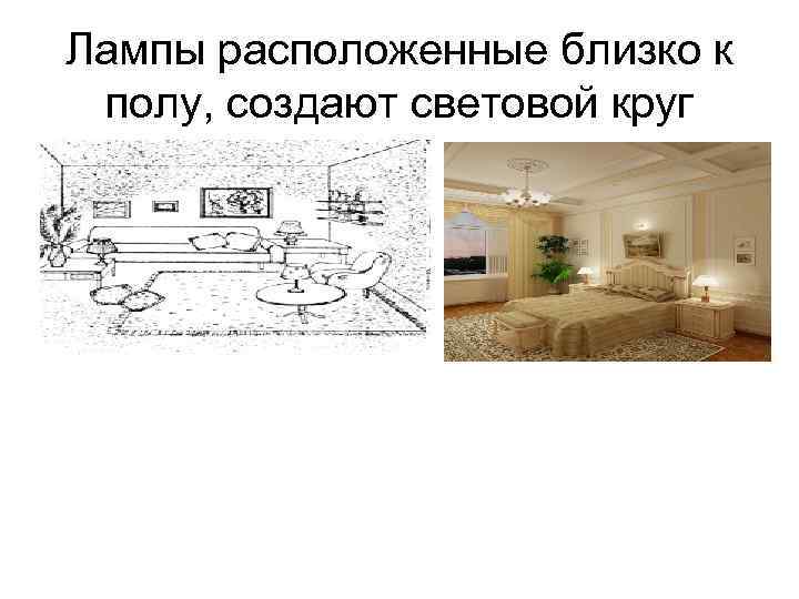 Лампы расположенные близко к полу, создают световой круг 