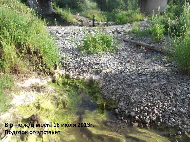 В р-не ж/д моста 16 июля 2013 г. Водоток отсутствует 