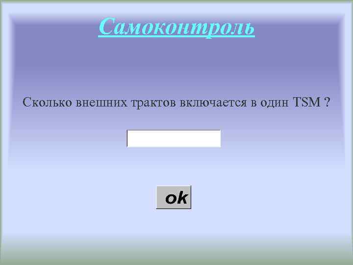 Самоконтроль Сколько внешних трактов включается в один TSM ? 