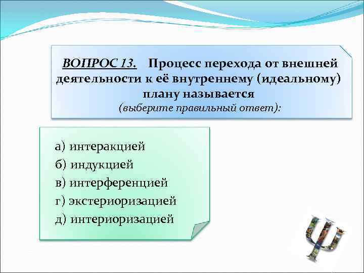 Процесс перехода внешней предметной деятельности во внутренний план