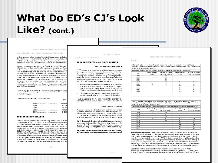 What Do ED’s CJ’s Look Like? (cont. ) 