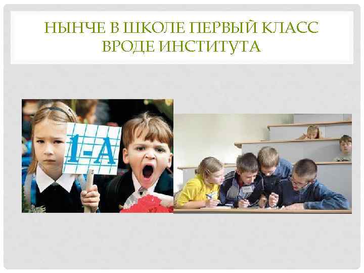 НЫНЧЕ В ШКОЛЕ ПЕРВЫЙ КЛАСС ВРОДЕ ИНСТИТУТА 
