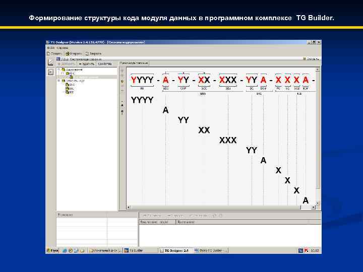 Формирование структуры кода модуля данных в программном комплексе TG Builder. 