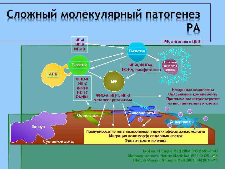 ИЛ 4 ИЛ 6 ИЛ 10 РФ, антитела к ЦЦП B клетка Плазма T