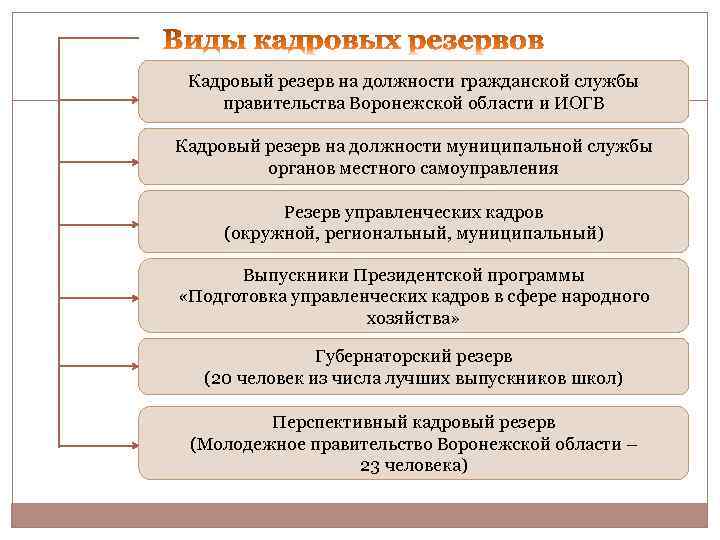 Кадровый резерв на должности гражданской службы правительства Воронежской области и ИОГВ Кадровый резерв на