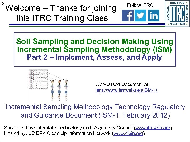 2 Welcome – Thanks for joining this ITRC Training Class Follow ITRC Soil Sampling