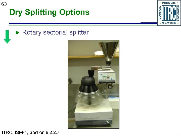 63 Dry Splitting Options u Rotary sectorial splitter ITRC, ISM-1, Section 6. 2. 2.