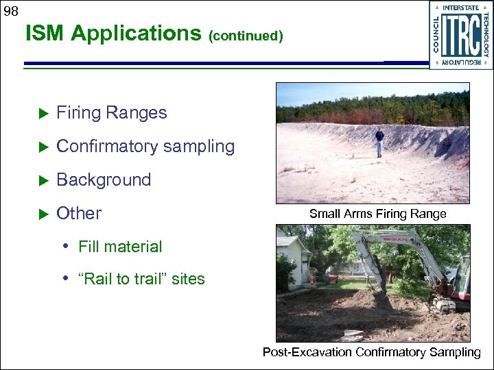 98 ISM Applications (continued) u Firing Ranges u Confirmatory sampling u Background u Other
