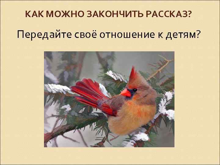 КАК МОЖНО ЗАКОНЧИТЬ РАССКАЗ? Передайте своё отношение к детям? 