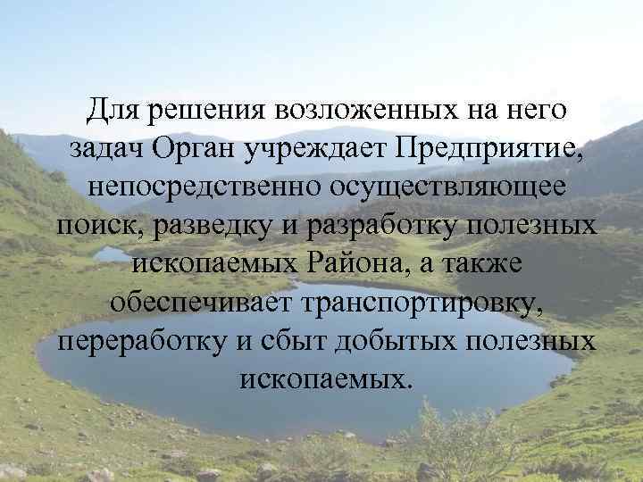 Для решения возложенных на него задач Орган учреждает Предприятие, непосредственно осуществляющее поиск, разведку и