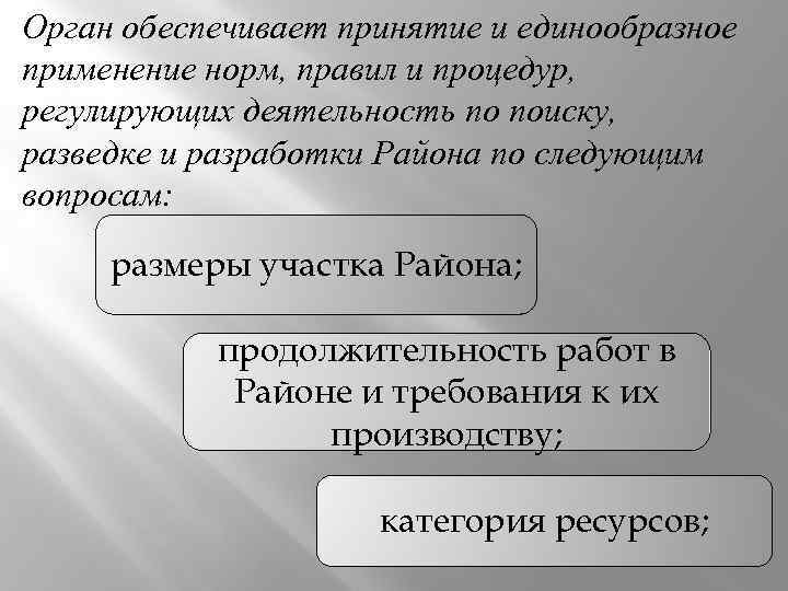 Орган обеспечивает принятие и единообразное применение норм, правил и процедур, регулирующих деятельность по поиску,