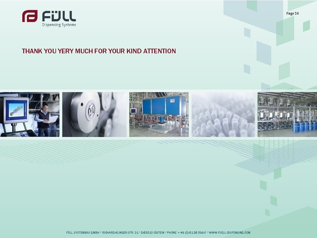 Page 36 THANK YOU YERY MUCH FOR YOUR KIND ATTENTION FÜLL SYSTEMBAU GMBH •