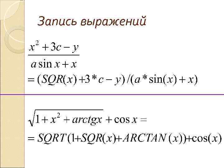 Запись выражений 