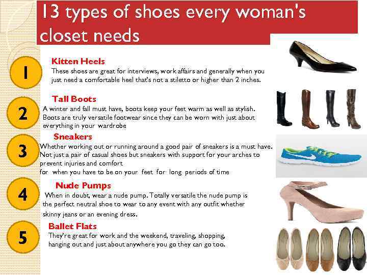 13 types of shoes every woman's closet needs 1 2 3 4 5 Kitten