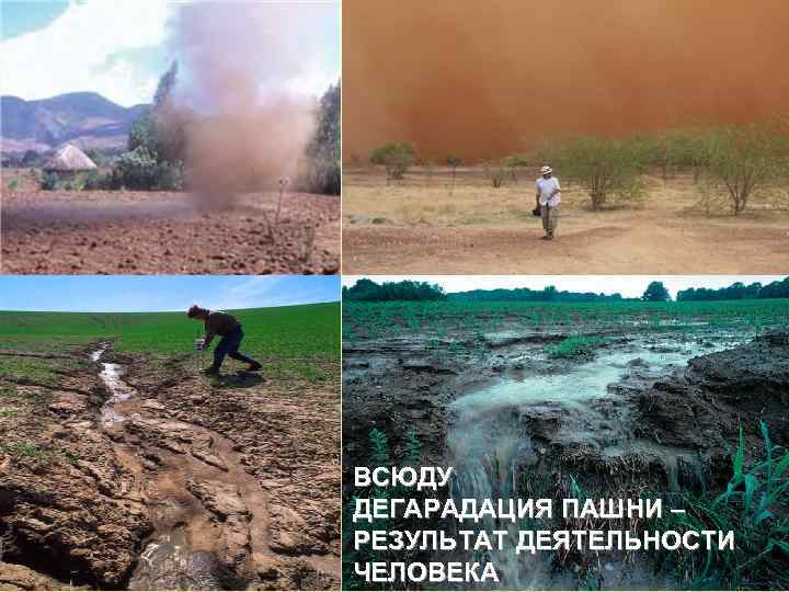 ВСЮДУ ДЕГАРАДАЦИЯ ПАШНИ – РЕЗУЛЬТАТ ДЕЯТЕЛЬНОСТИ ЧЕЛОВЕКА 