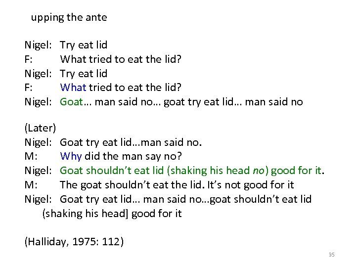 upping the ante Nigel: F: Nigel: Try eat lid What tried to eat the