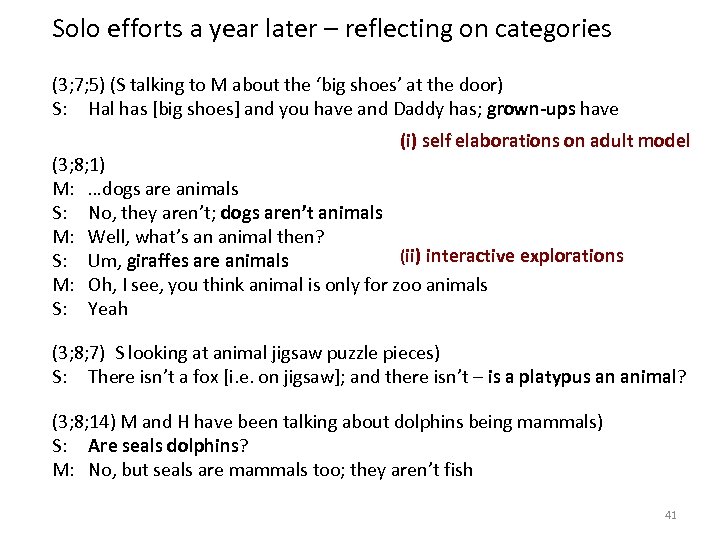 Solo efforts a year later – reflecting on categories (3; 7; 5) (S talking