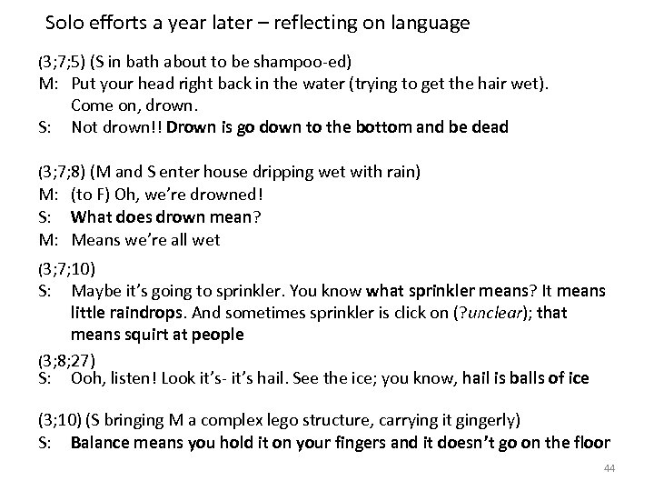 Solo efforts a year later – reflecting on language (3; 7; 5) (S in