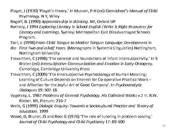 Piaget, J (1970) ‘Piaget’s theory. ’ In Mussen, P H (ed) Carmichael’s Manual of