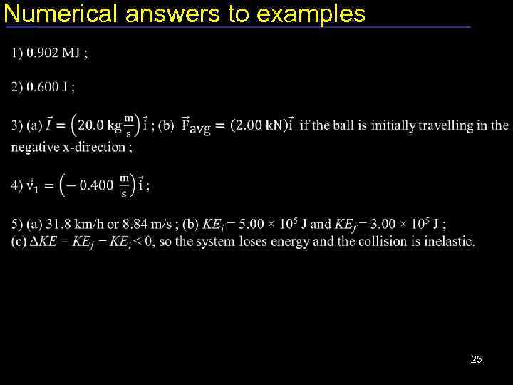 Numerical answers to examples 25 