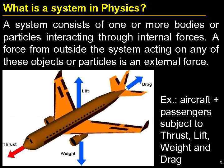 What is a system in Physics? A system consists of one or more bodies
