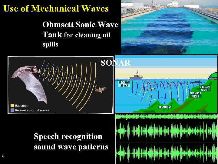 Use of Mechanical Waves Ohmsett Sonic Wave Tank for cleaning oil spills SONAR Speech