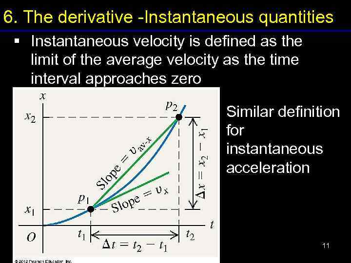 6. The derivative -Instantaneous quantities § Instantaneous velocity is defined as the limit of